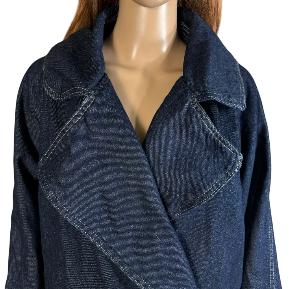New Free People Denim Car Coat Size S - Picture 10 of 11
